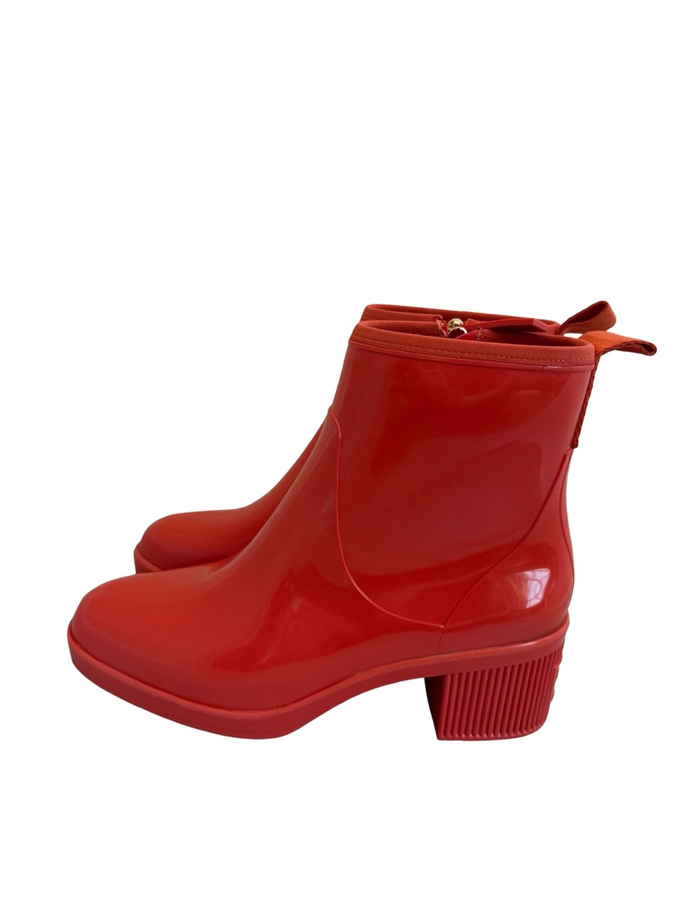 Kate Spade Bold Orange Rain Boots Casual Bright Orange Patent Rubber Size 9